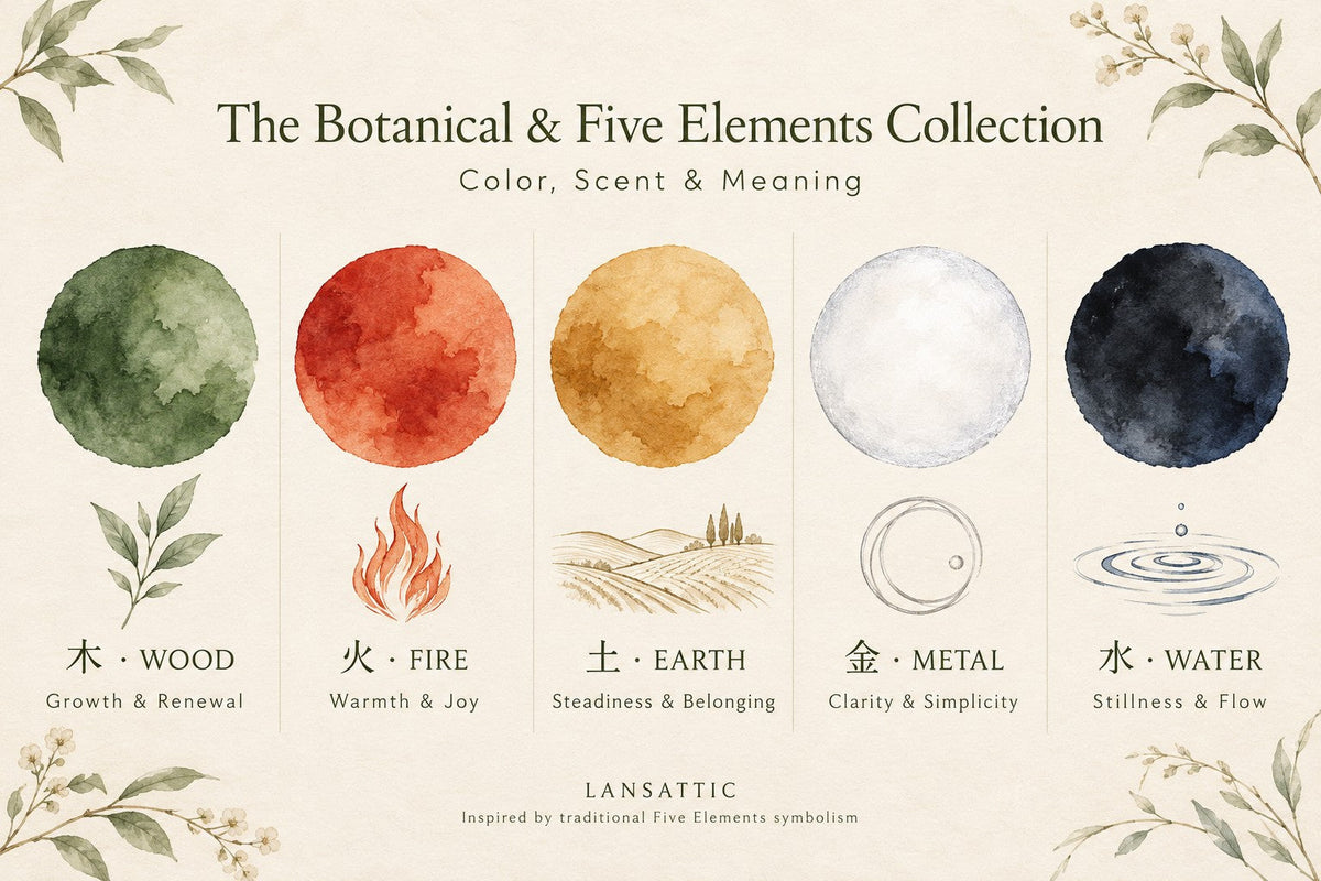 Wood, Fire, Earth, Metal and Water: Lansattic's five-color palette and symbolic meanings