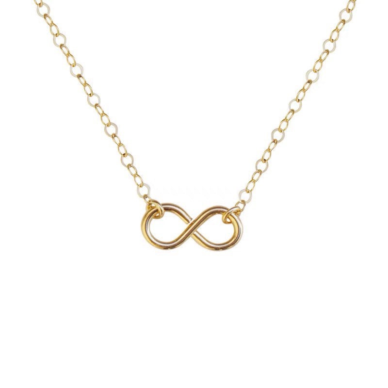 14K gold filled infinity necklace. Adjustable necklace. Minimalist necklace. Delicate necklace. 925 sterling sliver.