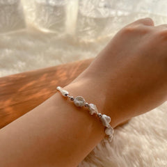 Freshwater baroque pearl half gold bangle Baroque pearl bracelet. Boho chic pearl bracelet. Minimalist bracelet. Gift for her