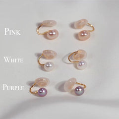 14K gold clip on freshwater pearl earring. No pain earring. Minimalist pearl earring. Pearl climber earrings. No piercing earring.