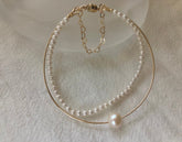 14K gold filled freshwater pearl vintage style double layered Chic bracelet. Real pearl bangle. Baby pearl bangle. Elegant pearl bracelet.