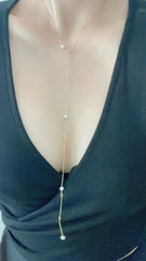 Freshwater pearl dangle necklace. Long lariat necklace. Y cultured pearl necklace. Bridal necklace. Back drop necklace. Bridesmaid gift