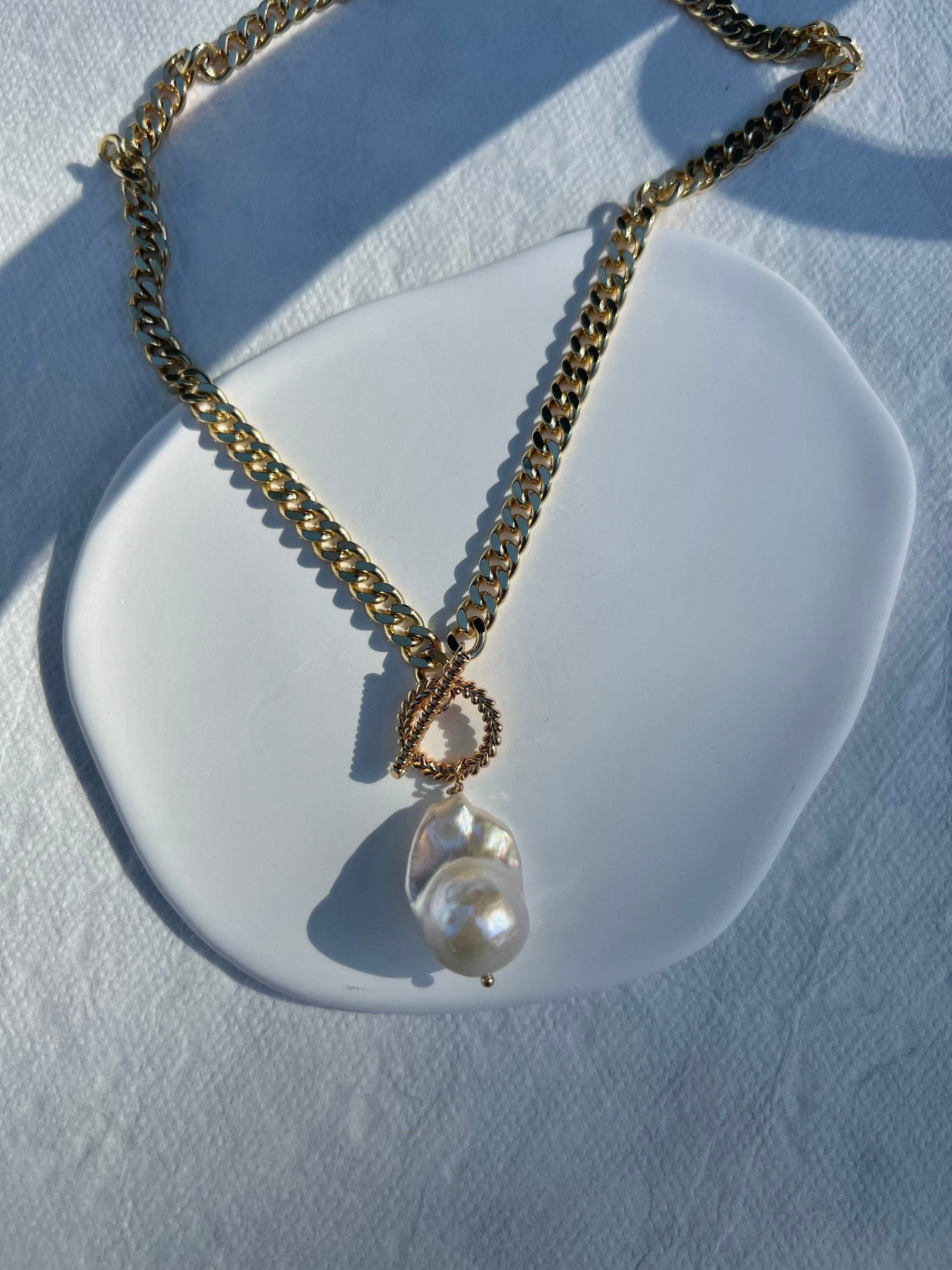High quality freshwater Baroque chunky necklace. Freshwater Pearl Necklace. Fireball necklace.