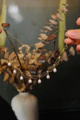 Dainty wave layer chain freshwater pearl necklace. Freshwater pearl wedding necklace. Elegant lace necklace. Wedding necklace