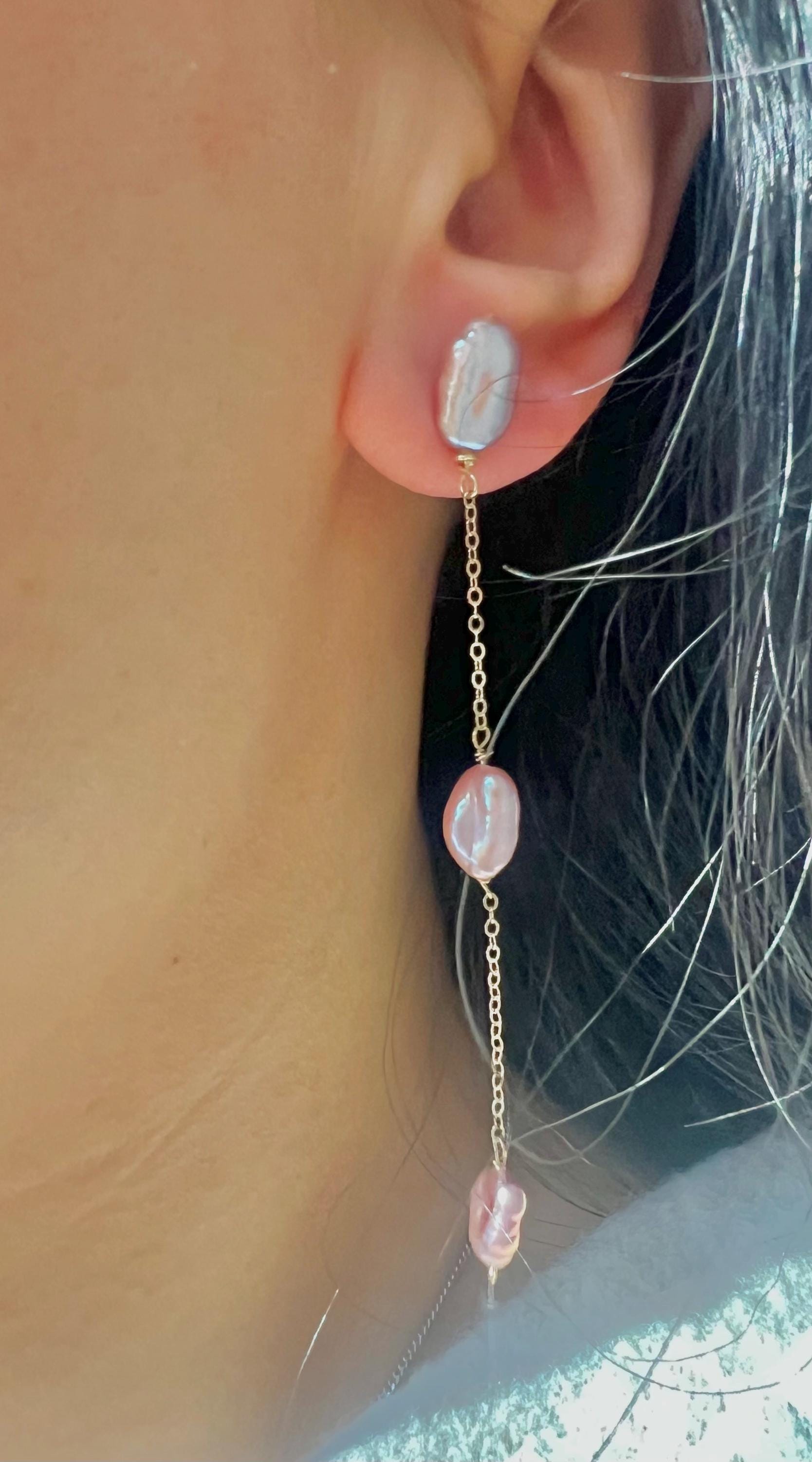 14K gold filled freshwater piwa pearl earring. Everyday earrings. Boho wedding earrings
