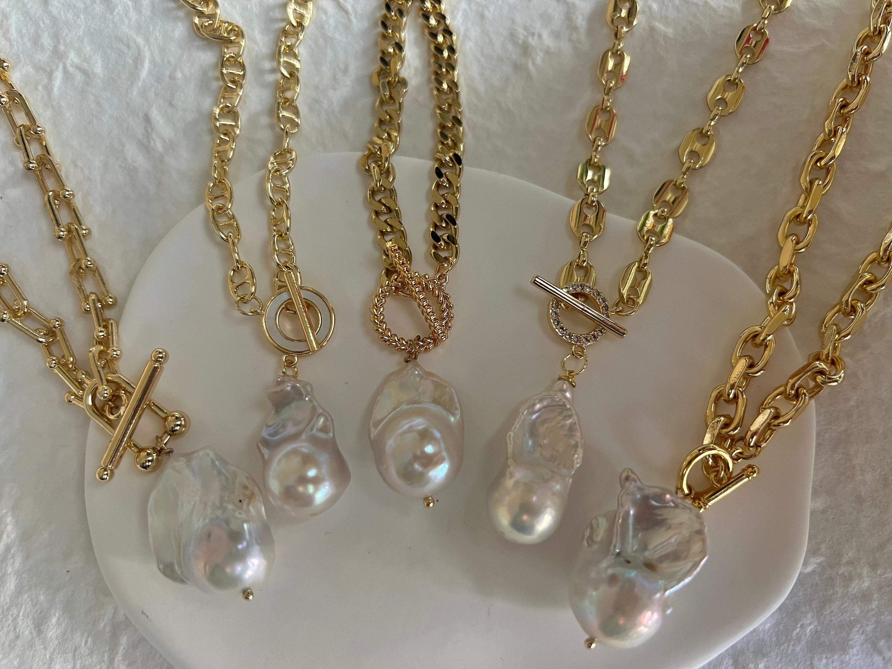 High quality freshwater Baroque chunky necklace. Freshwater Pearl Necklace. Fireball necklace.