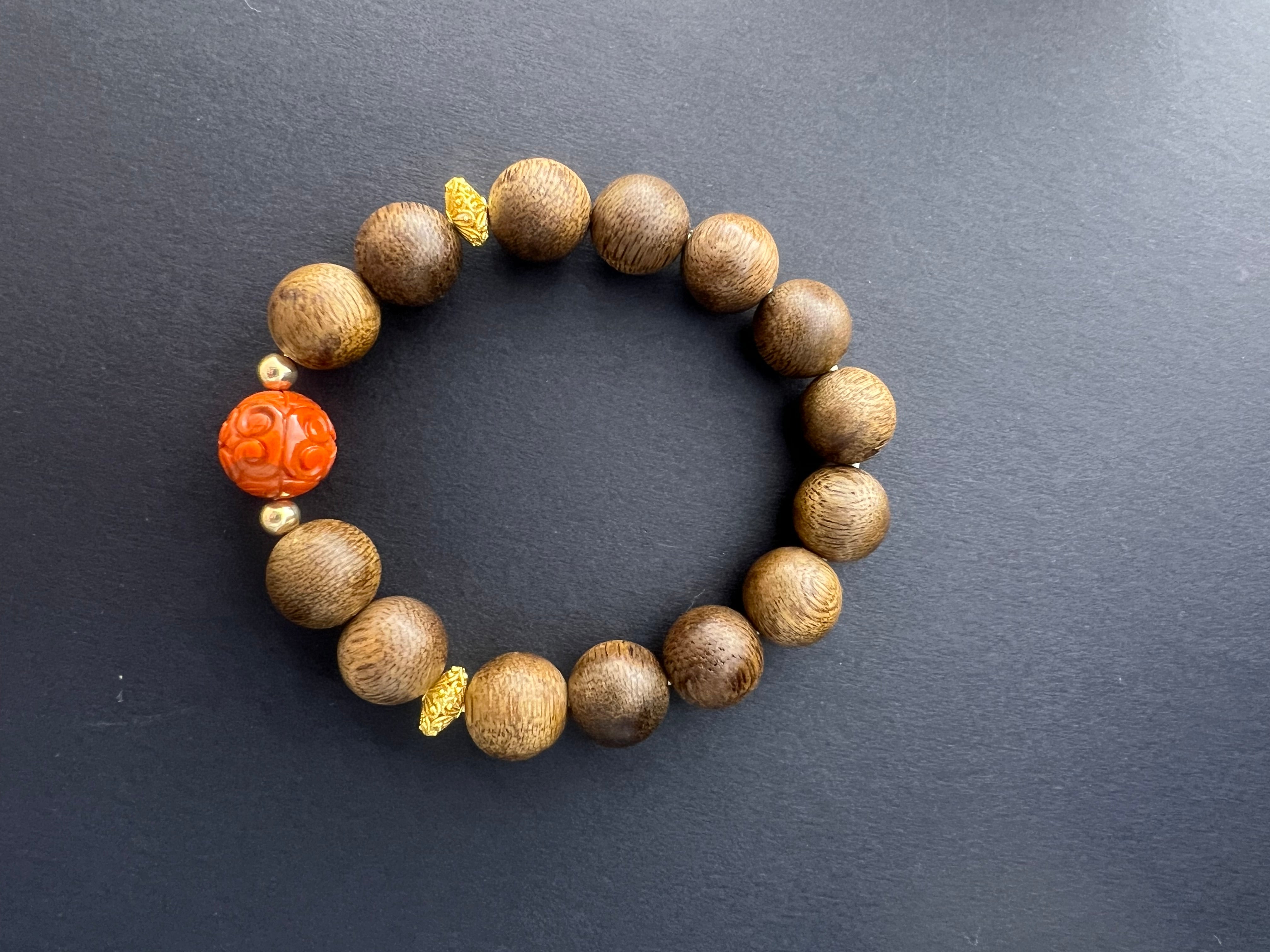 Agarwood & Carved Nanhong Prosperity Bracelet