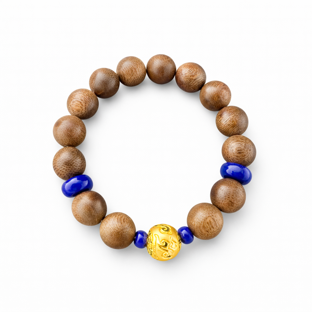 Agarwood-gold-lapis-bracelet — product image 1