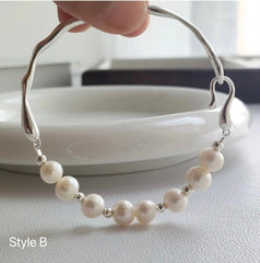 Freshwater baroque pearl half gold bangle Baroque pearl bracelet. Boho chic pearl bracelet. Minimalist bracelet. Gift for her