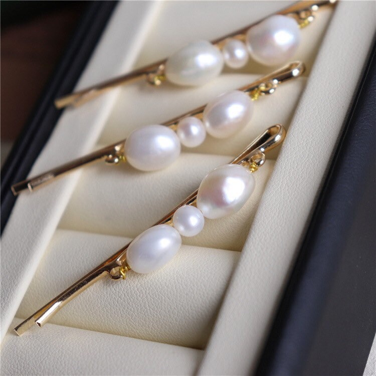Genuine baroque pearl bowknot hair clip. Freshwater pearl barrette clip. Handmade pearl hair accessories. Pearl hair clasp. Hair slides