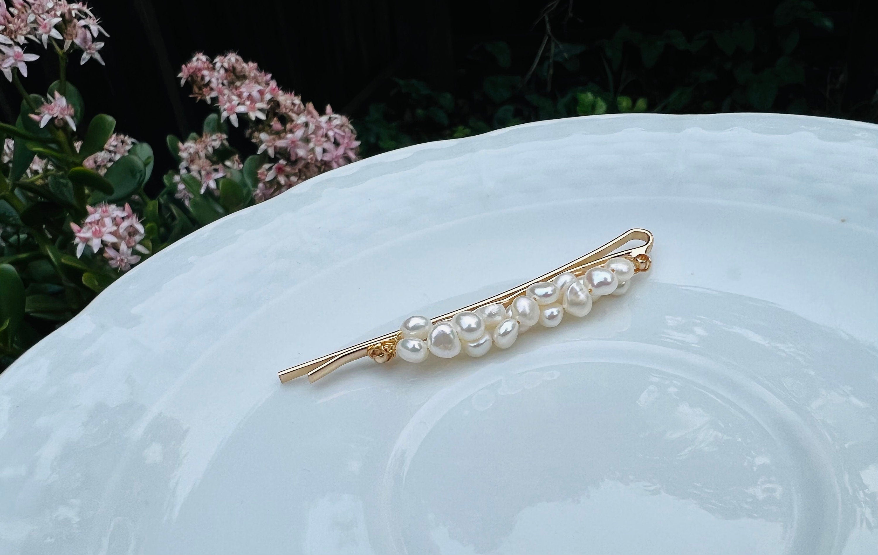 Genuine Baroque pearl hair clip ,natural two color pearl barrette clip ,handmade pearl hair accessories ,pearl hair clasp ,hair slides