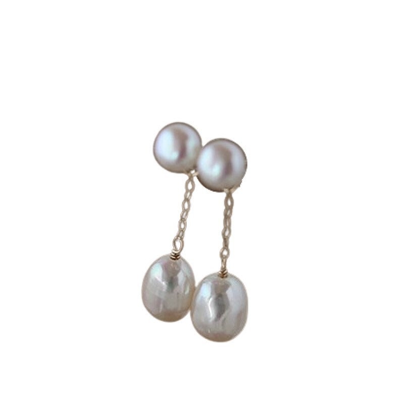 14K gold filled freshwater pearl chain dangle earring. Wedding earring. France style dangle earring. Bridesmaid gift. Valentines gift.