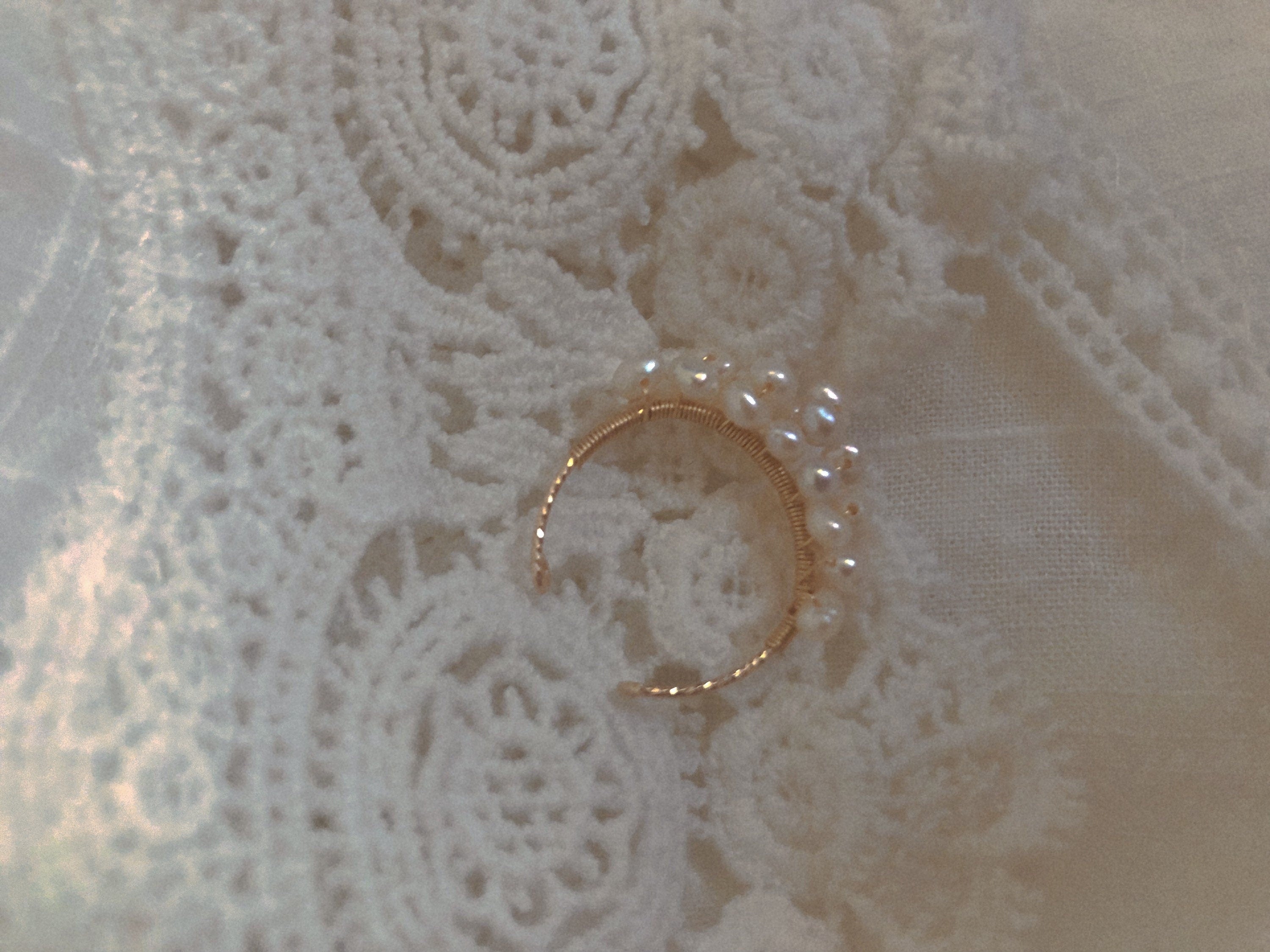 14K gold filled freshwater pearl ring. wire wrapped tiny pearl ring. Bridesmaid gift. elegant ring. adjustable ring. Gift for her.