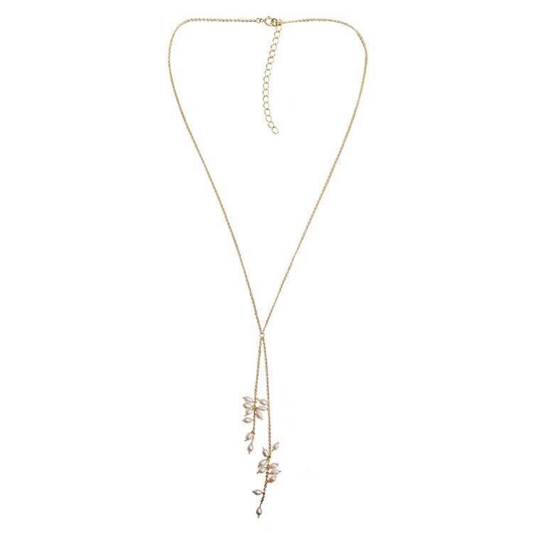 14K gold filled genuine baby pearl necklace. Y-dropped freshwater pearl necklace. dainty adjustable lariat pearl necklace.bridal necklace