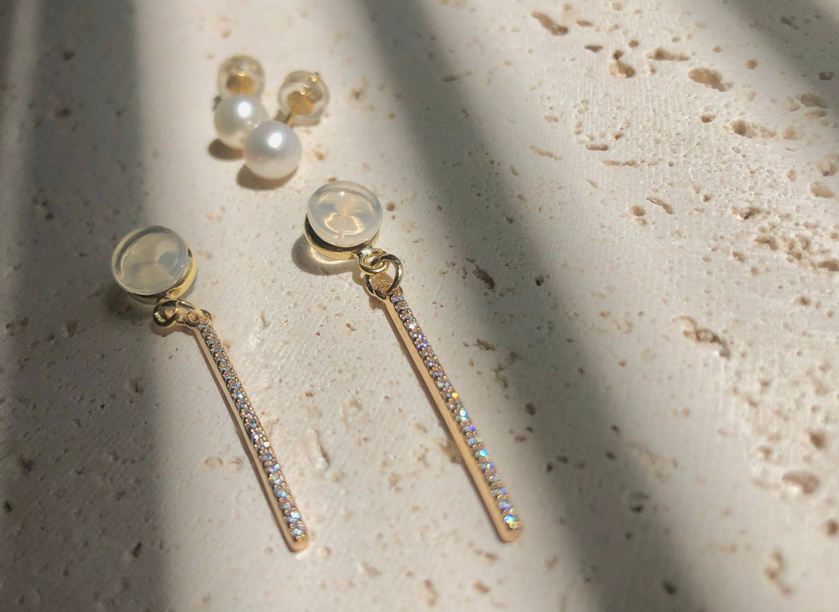 Freshwater Pearl Clip On Two Ways Wearing Stick Earrings