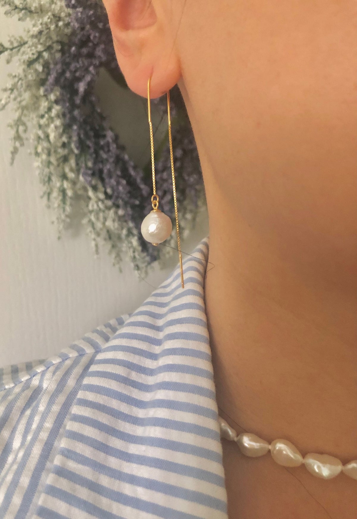 Baroque Pearl U Shape Threader