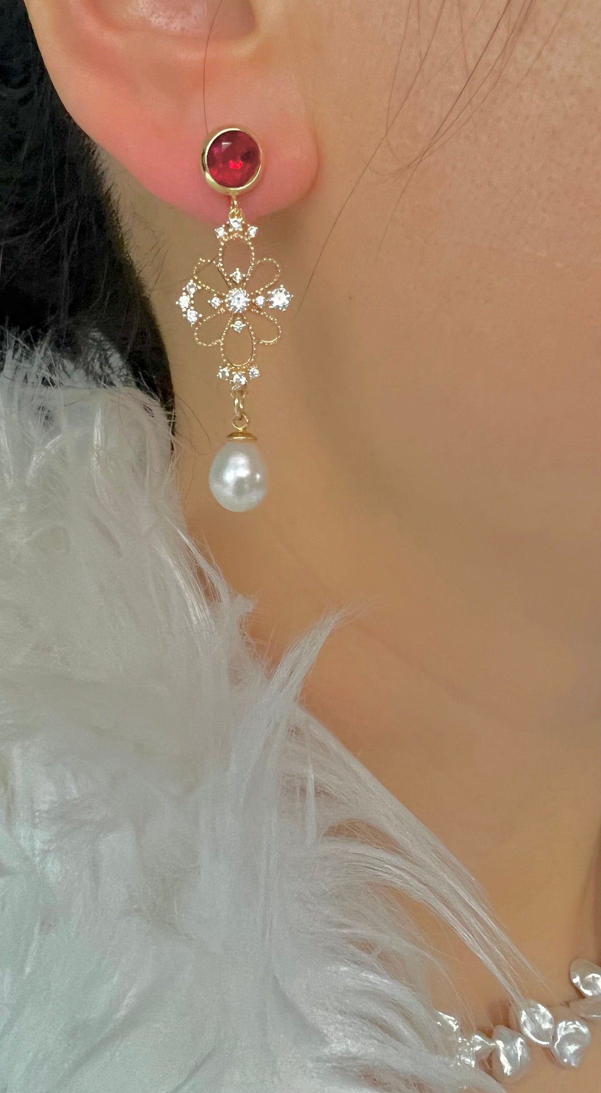 Art Deco Freshwater Pearl Dangle Earrings