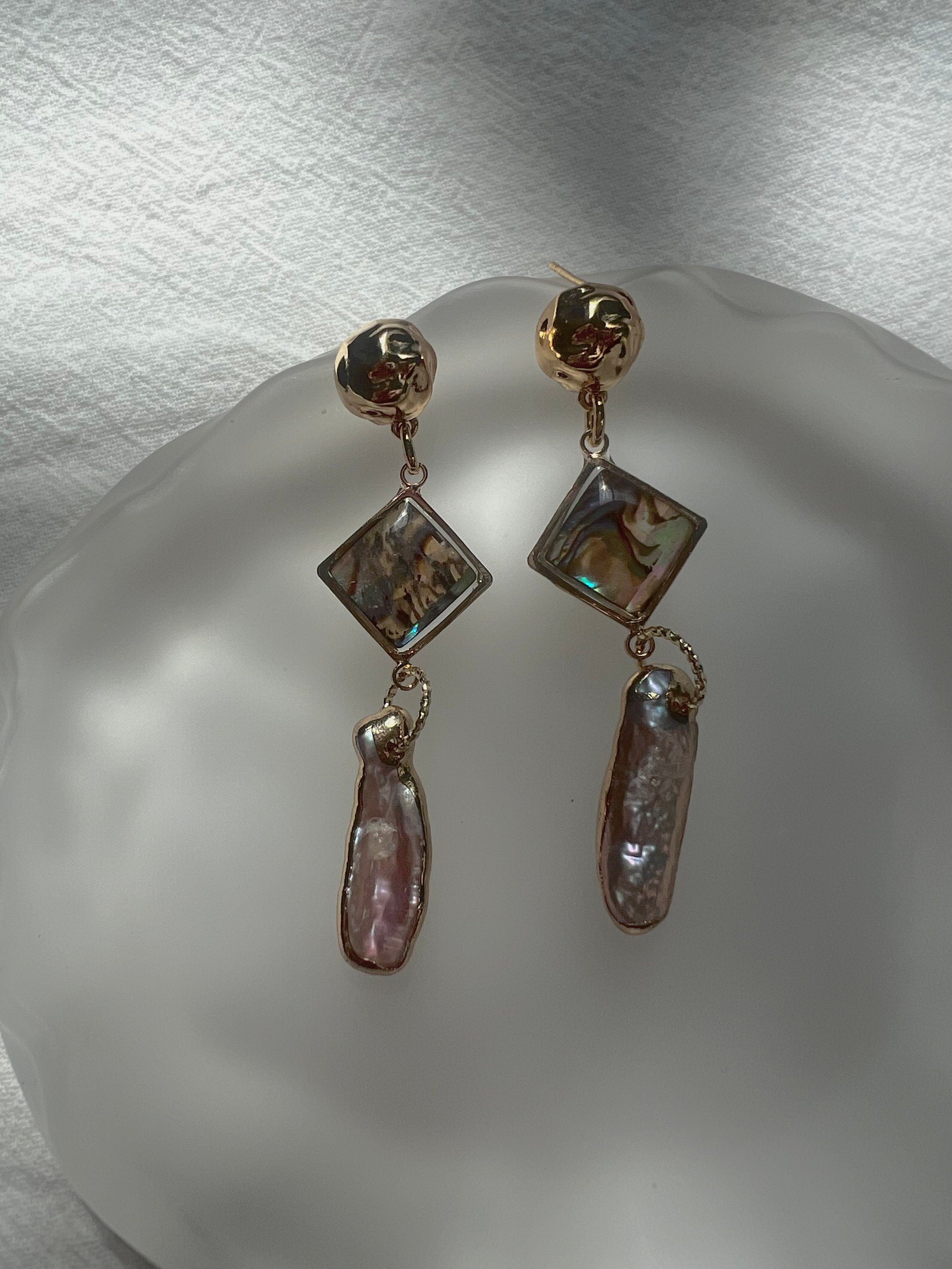 Genuine freshwater keshi pearl long dangle earrings. Bridal boho earrings. Art deco pearl earrings.