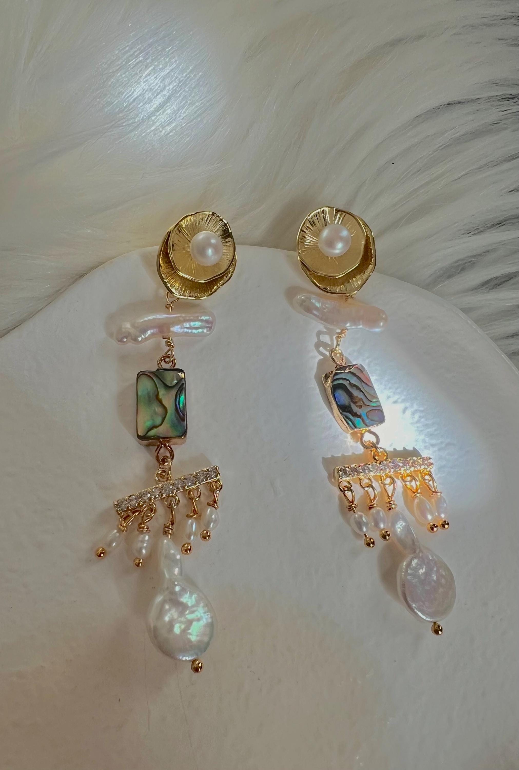 Genuine freshwater baroque pearl long dangle star earrings. Bridal boho pearl earrings. Art deco pearl earrings.
