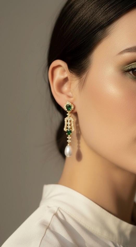 Art Deco Freshwater Pearl Dangle Earrings