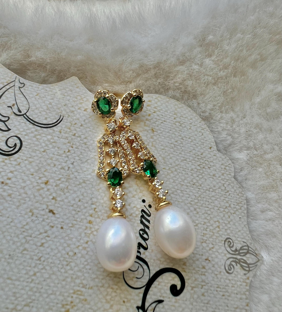 Art Deco Freshwater Pearl Dangle Earrings