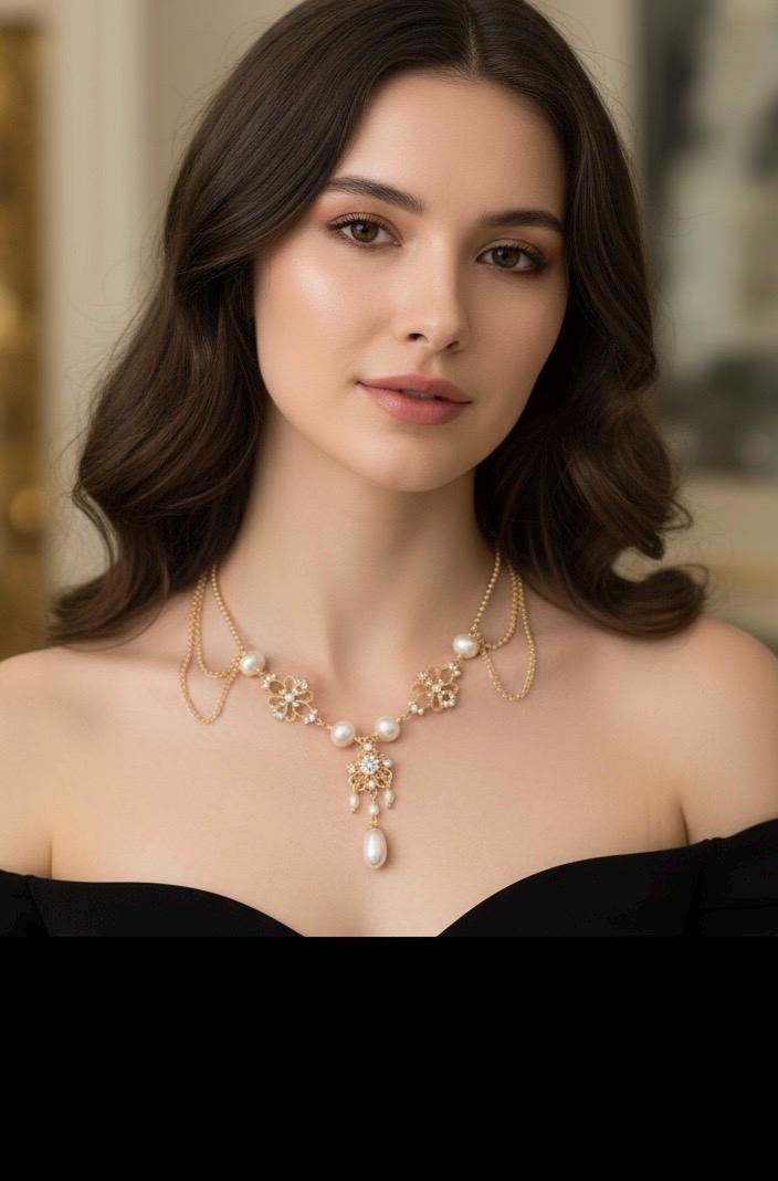 Vintage Style Freshwater Pearl Filigree Necklace