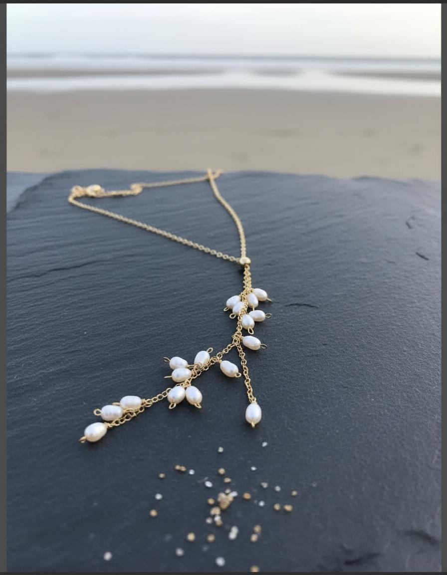 14K gold filled genuine baby pearl necklace. Y-dropped freshwater pearl necklace. dainty adjustable lariat pearl necklace.bridal necklace