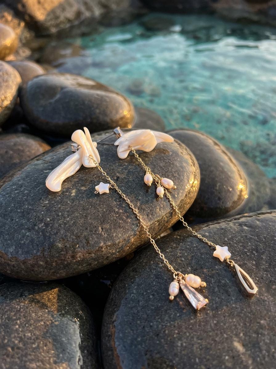 Mother of Pearl Drop Earrings – Delicate Pearl Earrings, Beach Wedding Jewelry