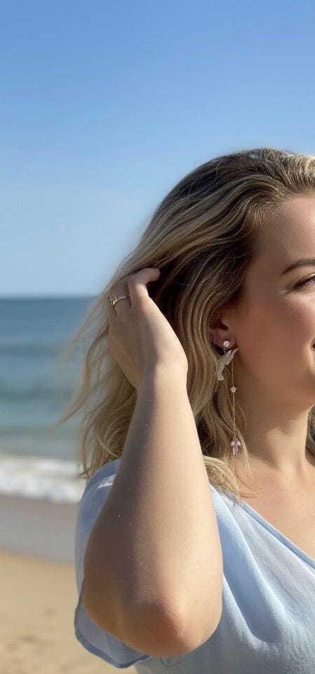 Mother of Pearl Drop Earrings – Delicate Pearl Earrings, Beach Wedding Jewelry