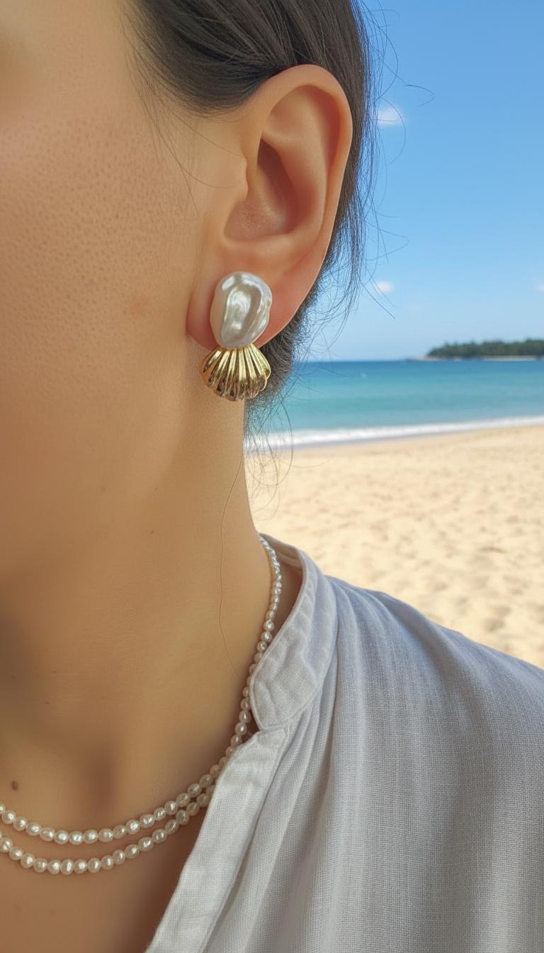 Freshwater baroque Mermaidcore Jewelry, Coastal Grandma Aesthetic, Beachy Boho Earrings, Irregular Pearl Drops.