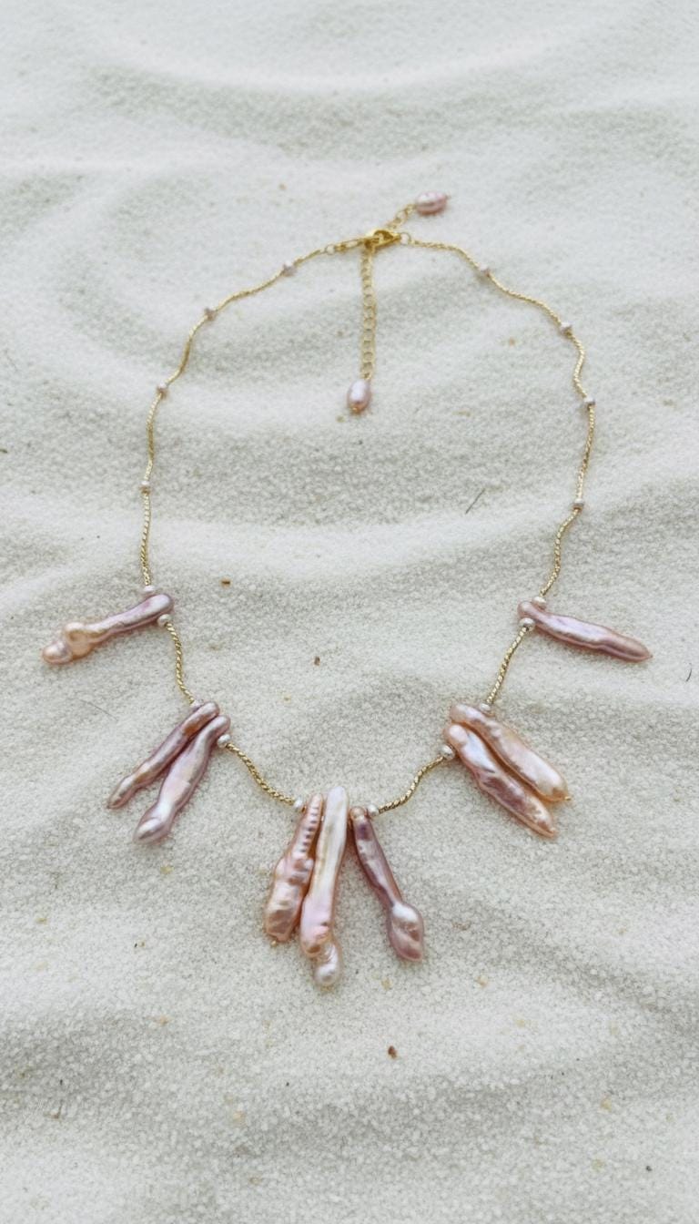 Baroque Freshwater Purple Biwa Pearl Necklace