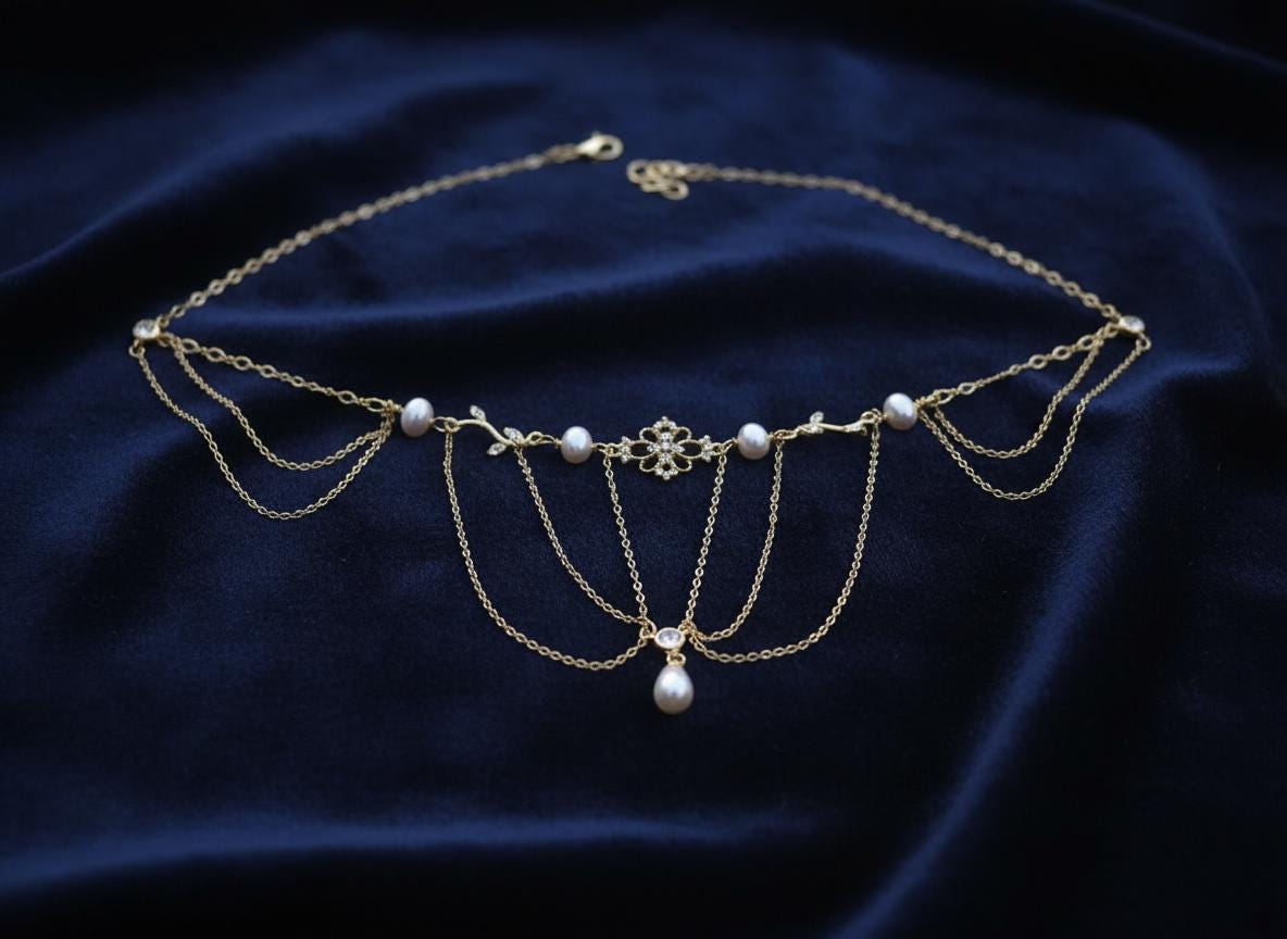 Vintage Style Freshwater Pearl Filigree Necklace
