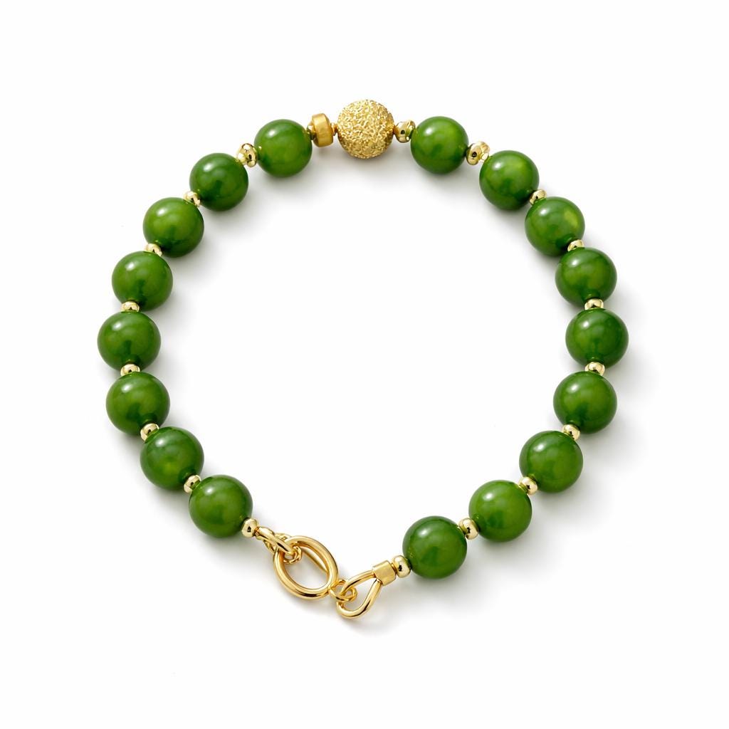 Green Jade Gold-Filled Bead Bracelet