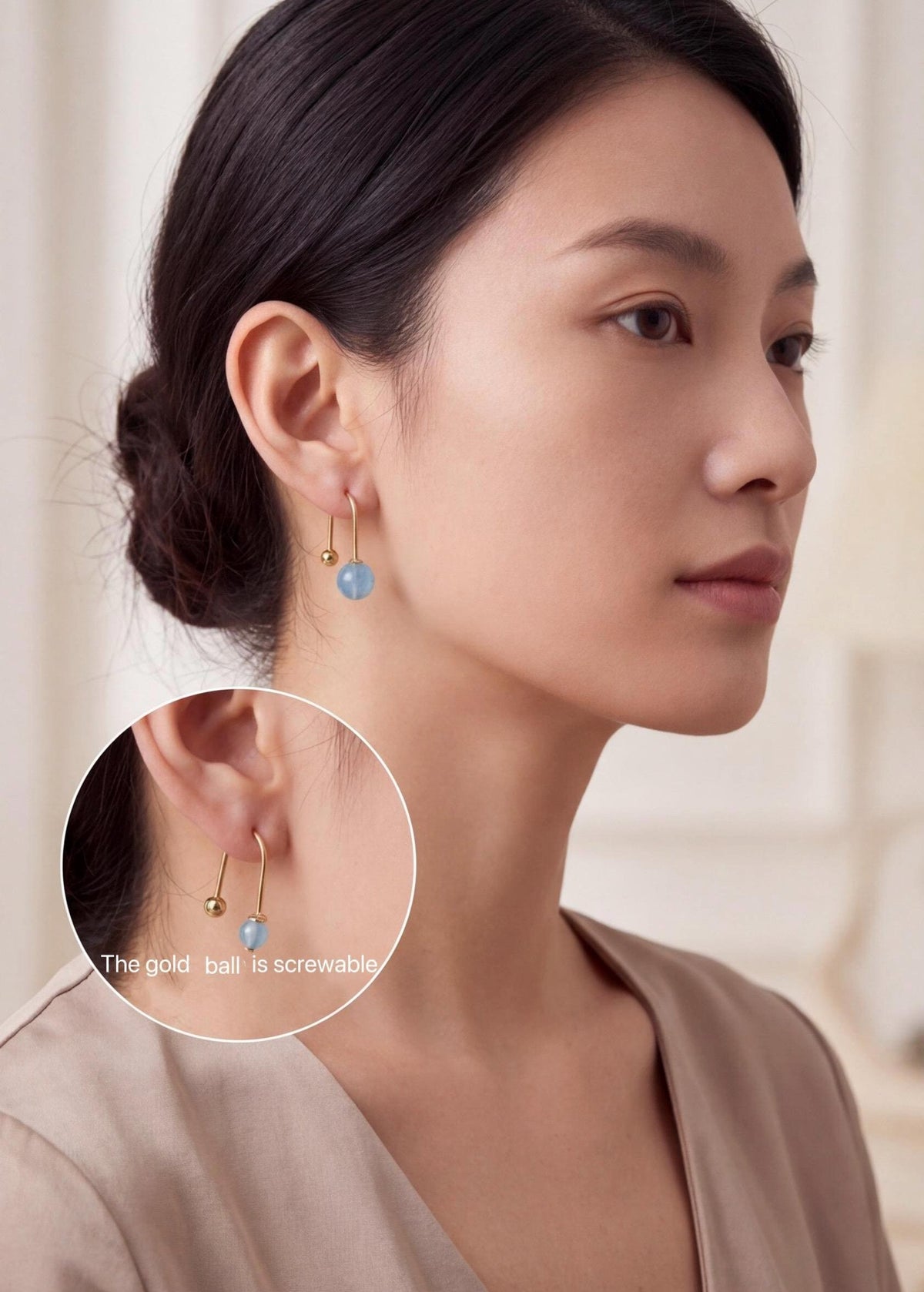 Aquamarine & Jade Drop Earrings