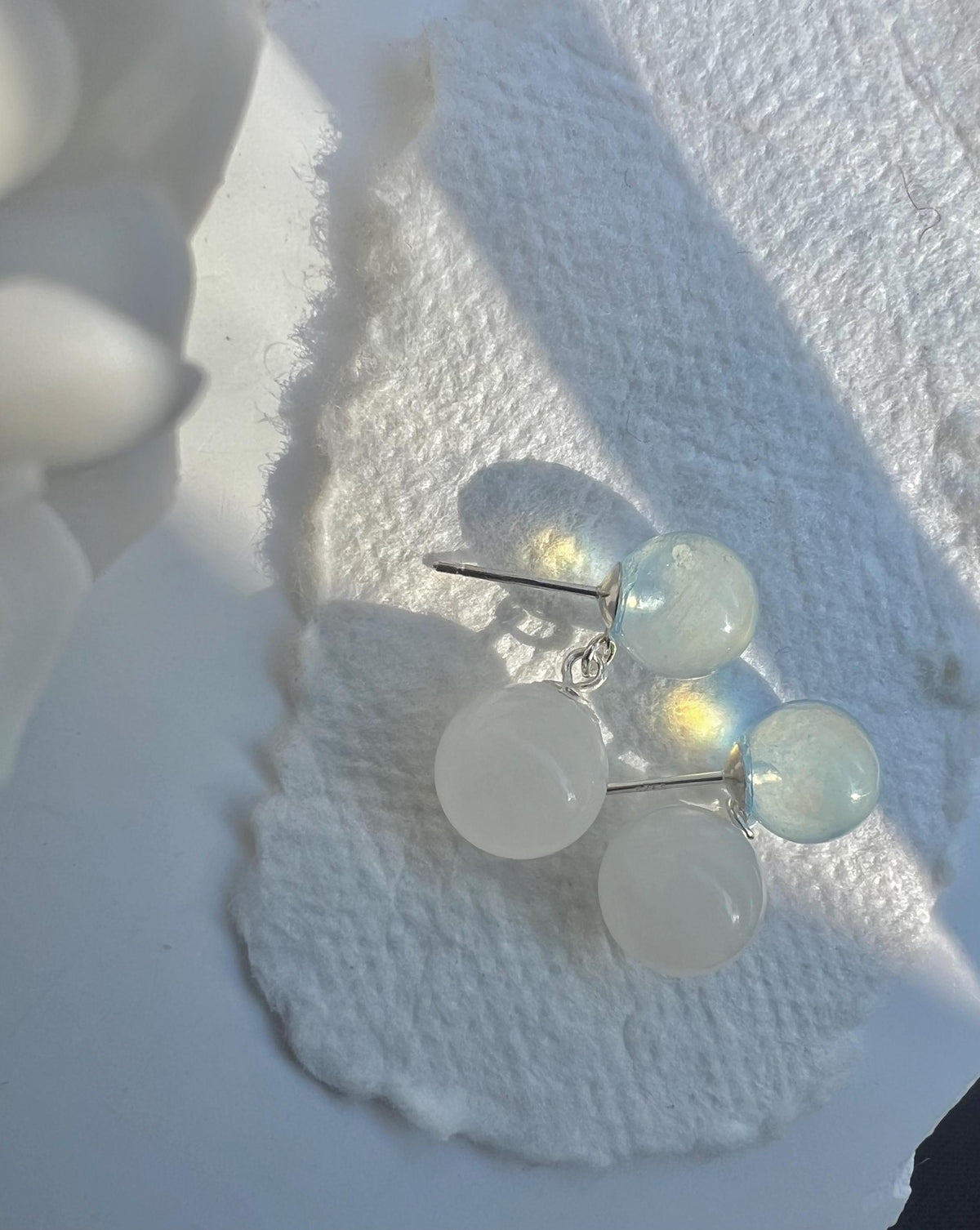 Jade & Aquamarine or Quartz Earrings