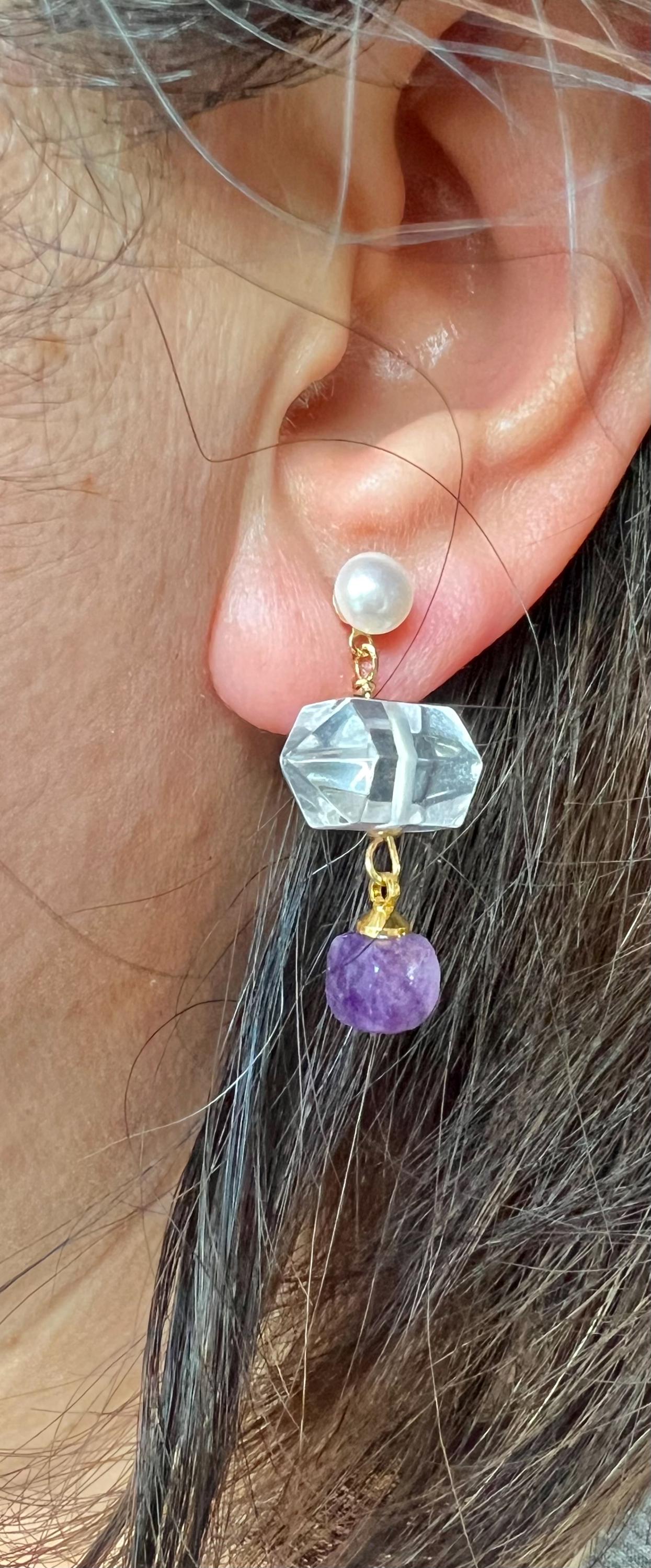 Ethereal Light — Handcrafted Raw Crystal & Pearl Meditative Earrings