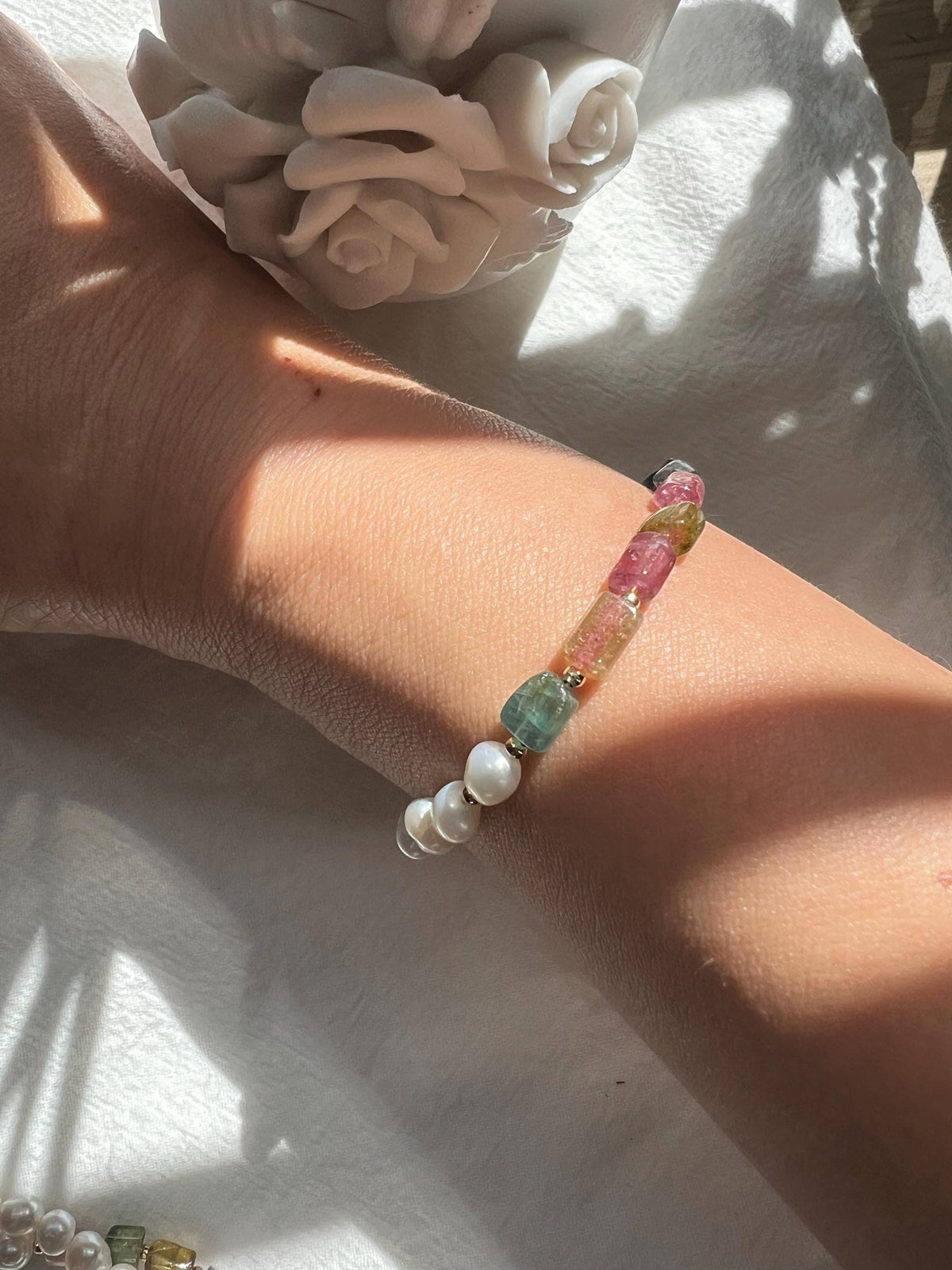 Pearl & Tourmaline Necklace or Bracelet