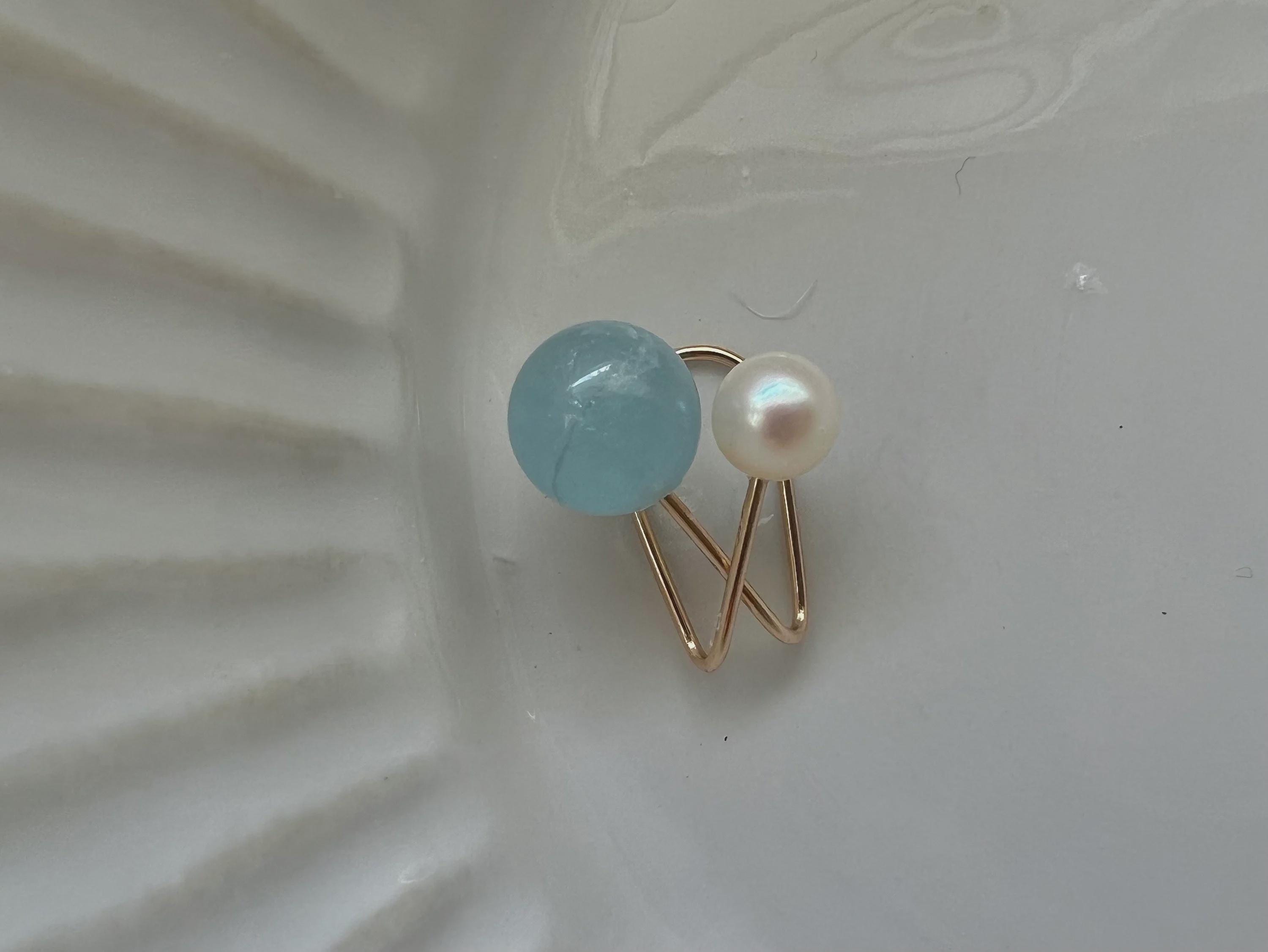 Jade Ear Cuff No Piercing, Green Jade & Pearl Ear Clip, Gold Minimalist Earrings, Non Pierced Jewelry, Gift for Her