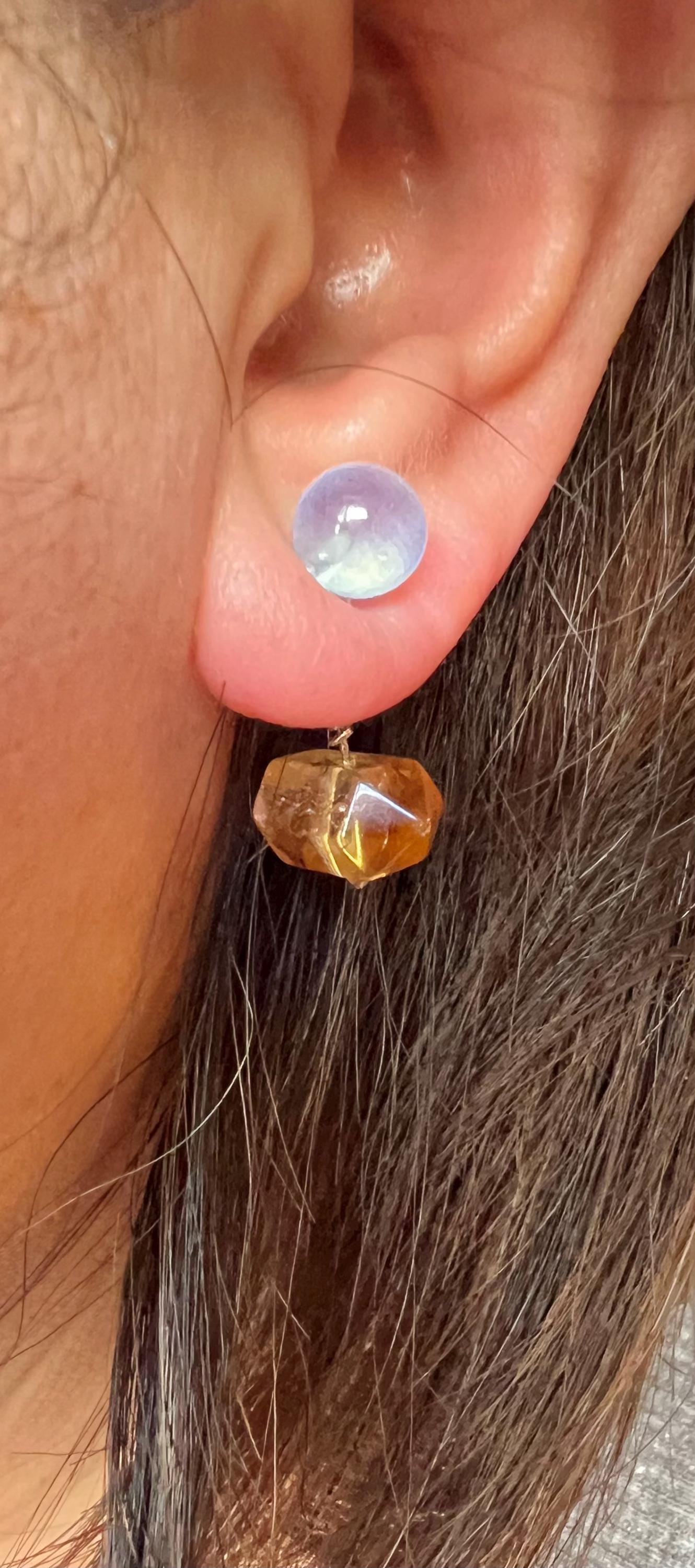 Sea & Sun — Natural Aquamarine and Citrine Ear Jackets