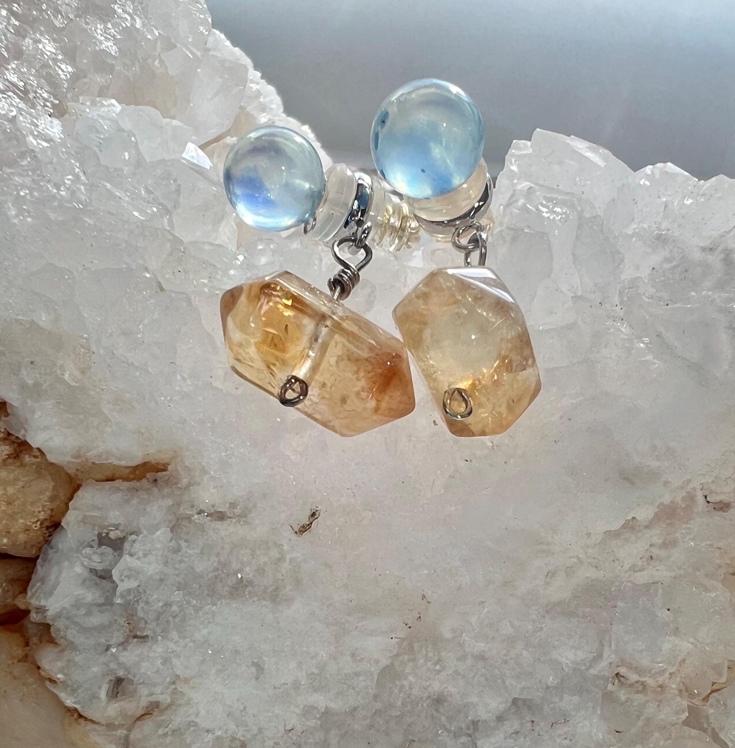 Sea & Sun — Natural Aquamarine and Citrine Ear Jackets