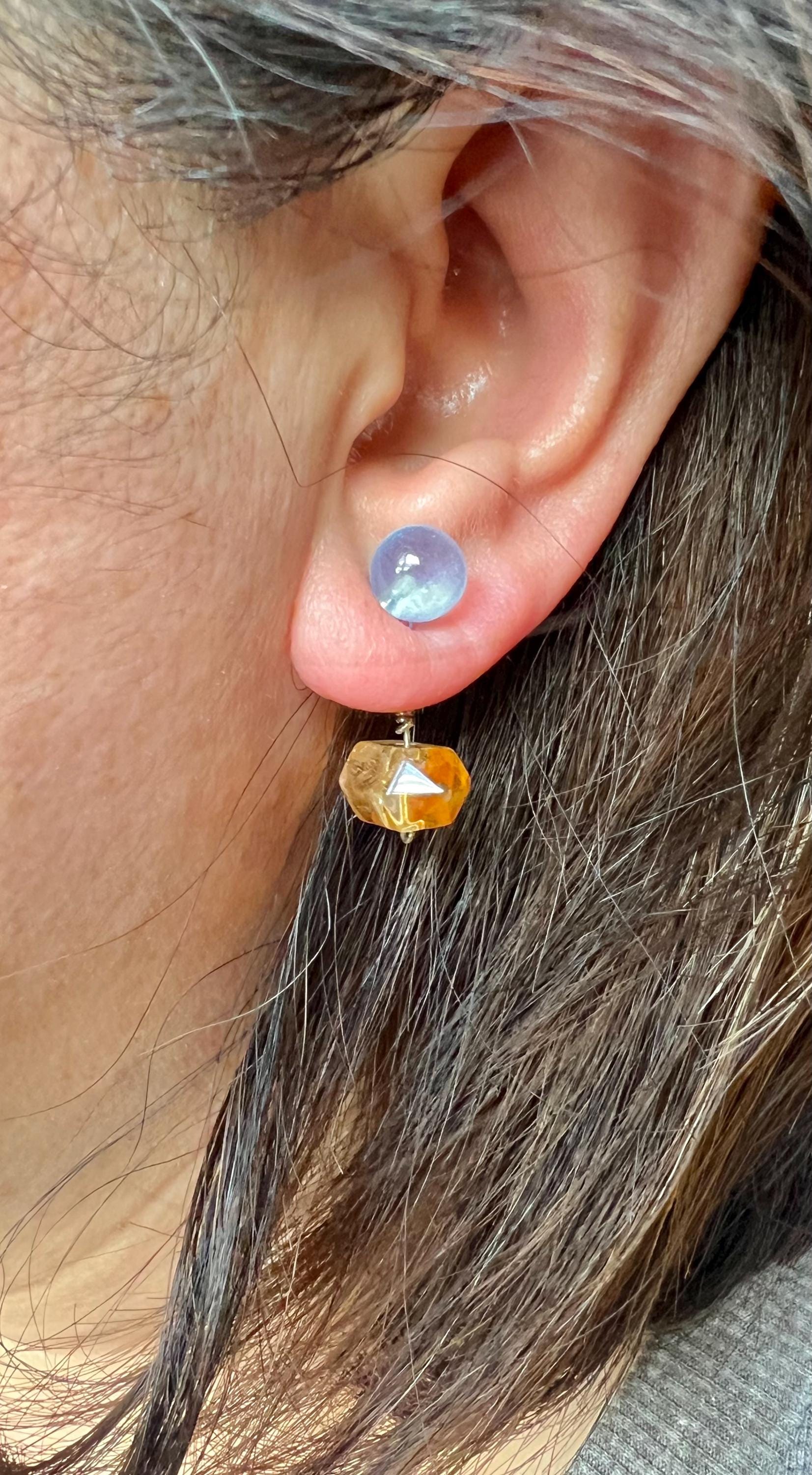 Sea & Sun — Natural Aquamarine and Citrine Ear Jackets