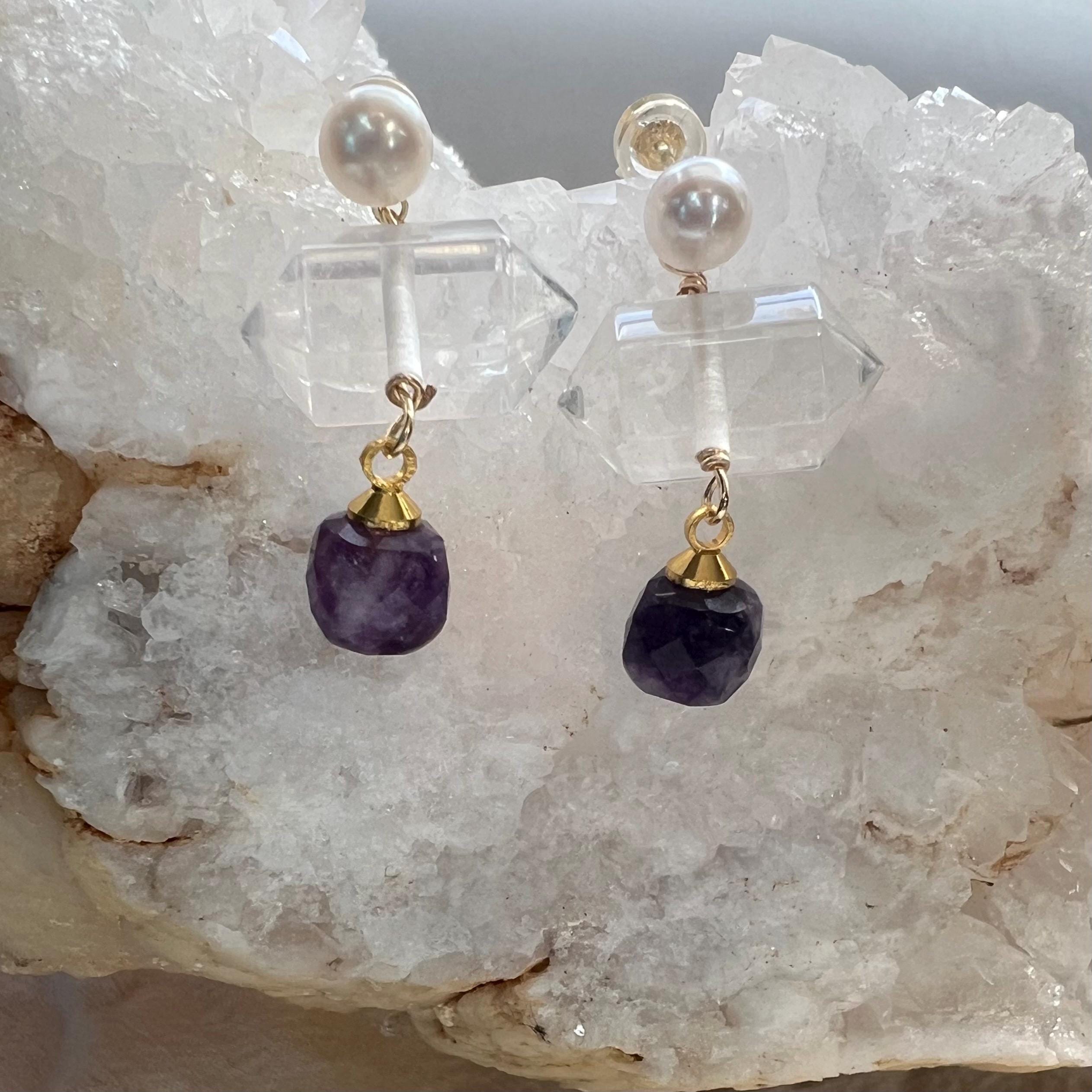 Ethereal Light — Handcrafted Raw Crystal & Pearl Meditative Earrings