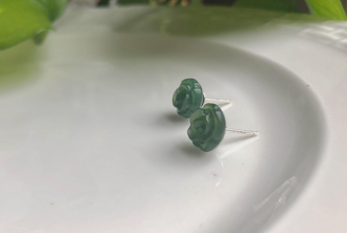 Carved Green Jade Rose Jewelry