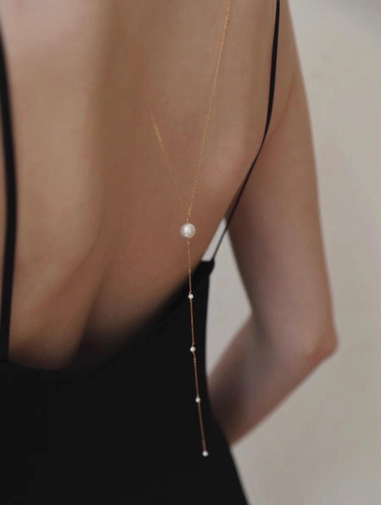 Gold Filled Pearl Lariat Necklace, Minimalist Pearl Y Necklace, Dainty Layered Necklace, Elegant Pearl Drop Necklace for Women