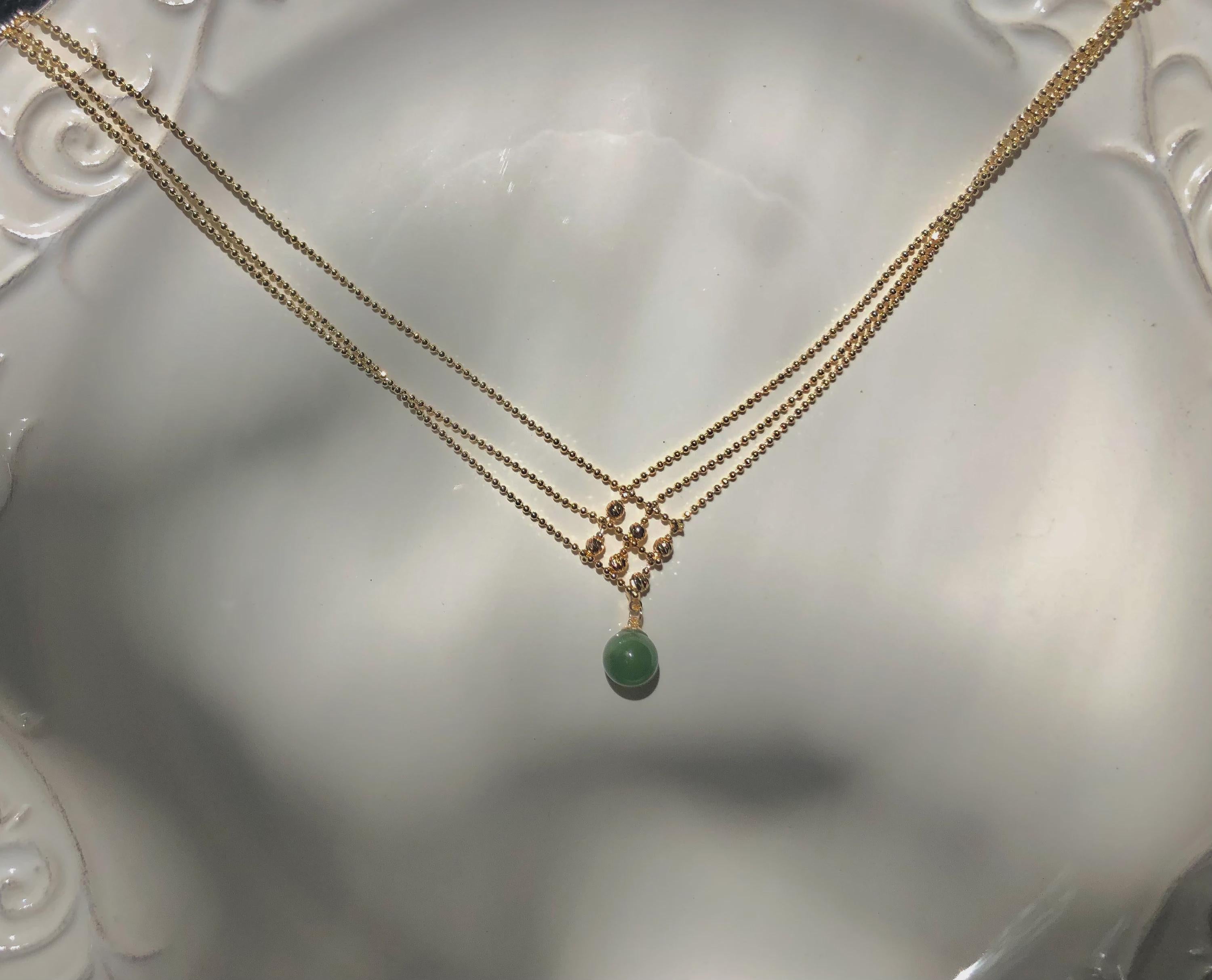 Minimalist Jade Necklace Layered Chain Necklace Green Jade Pendant Dainty Everyday Necklace Gift for Her