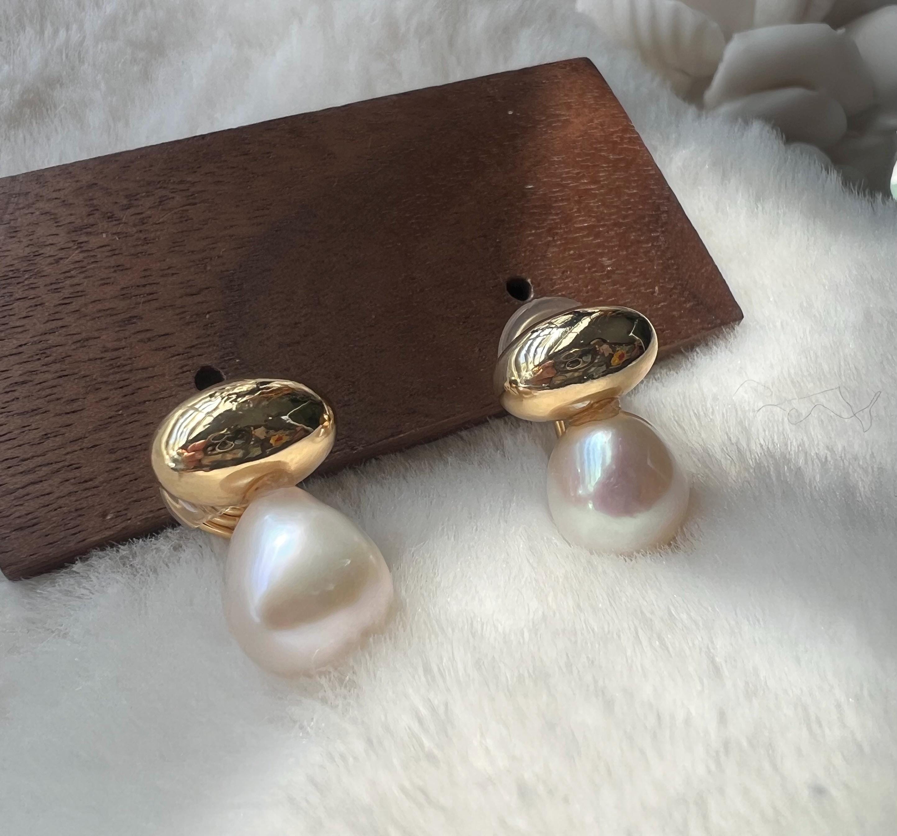 Irregular Pearl Studs, Scandi Style Jewelry, Organic Shape Earrings, Polished Silver Pebble Studs, Quiet Luxury Accessories.