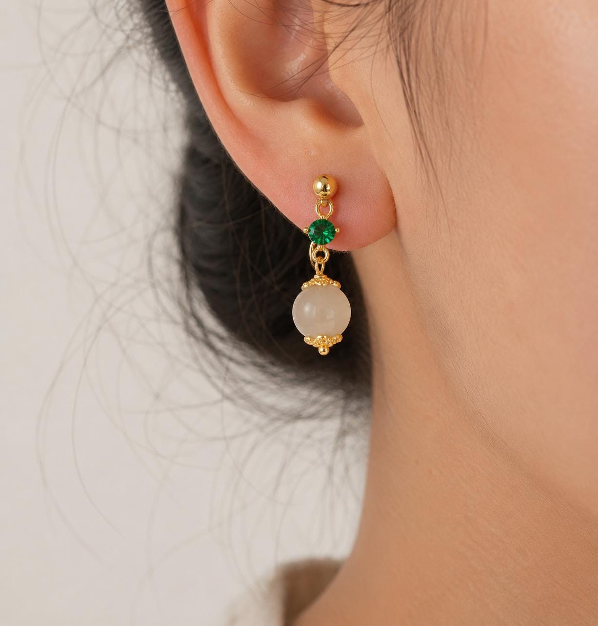 Jade clip on earrings. Natural Jade Drop Earrings, Gold Dangle Jade Earrings, Minimalist Jade Jewelry, Delicate Everyday Earrings, Gift