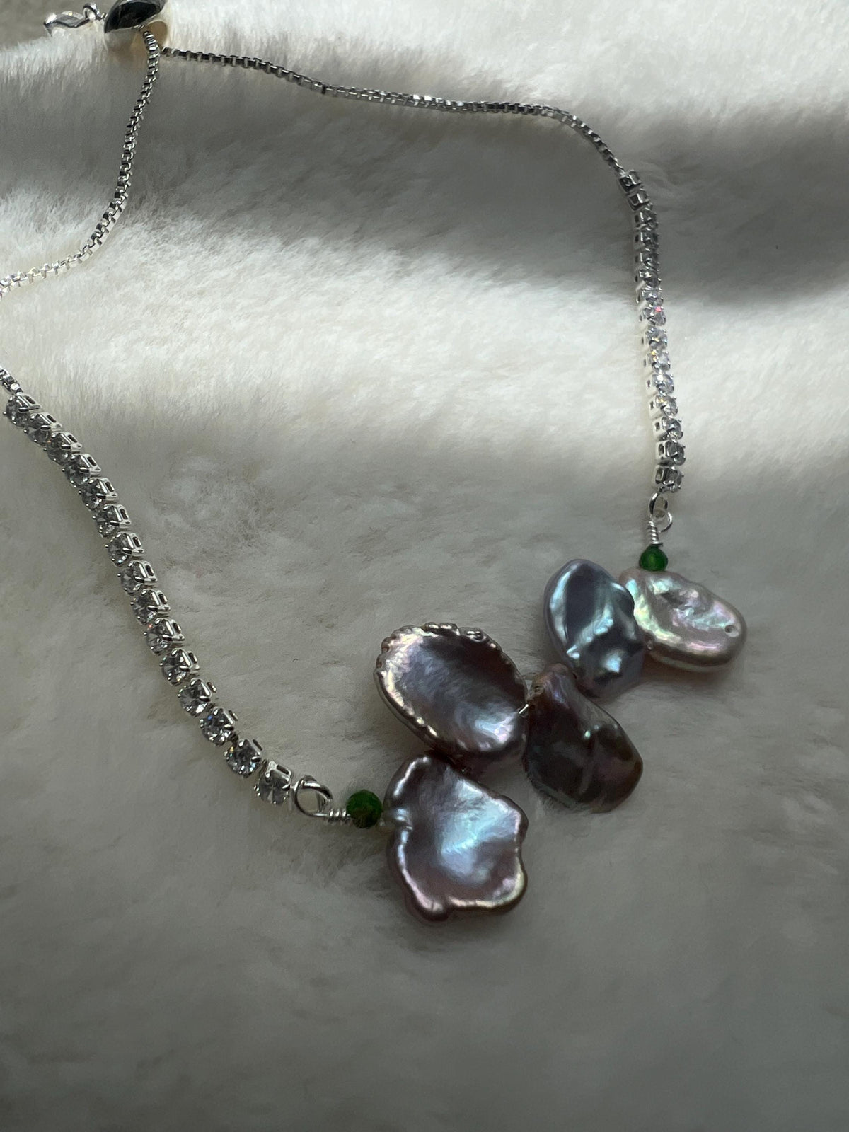 Baroque Keshi Pearl And Silver Tennis Chain Bracelet