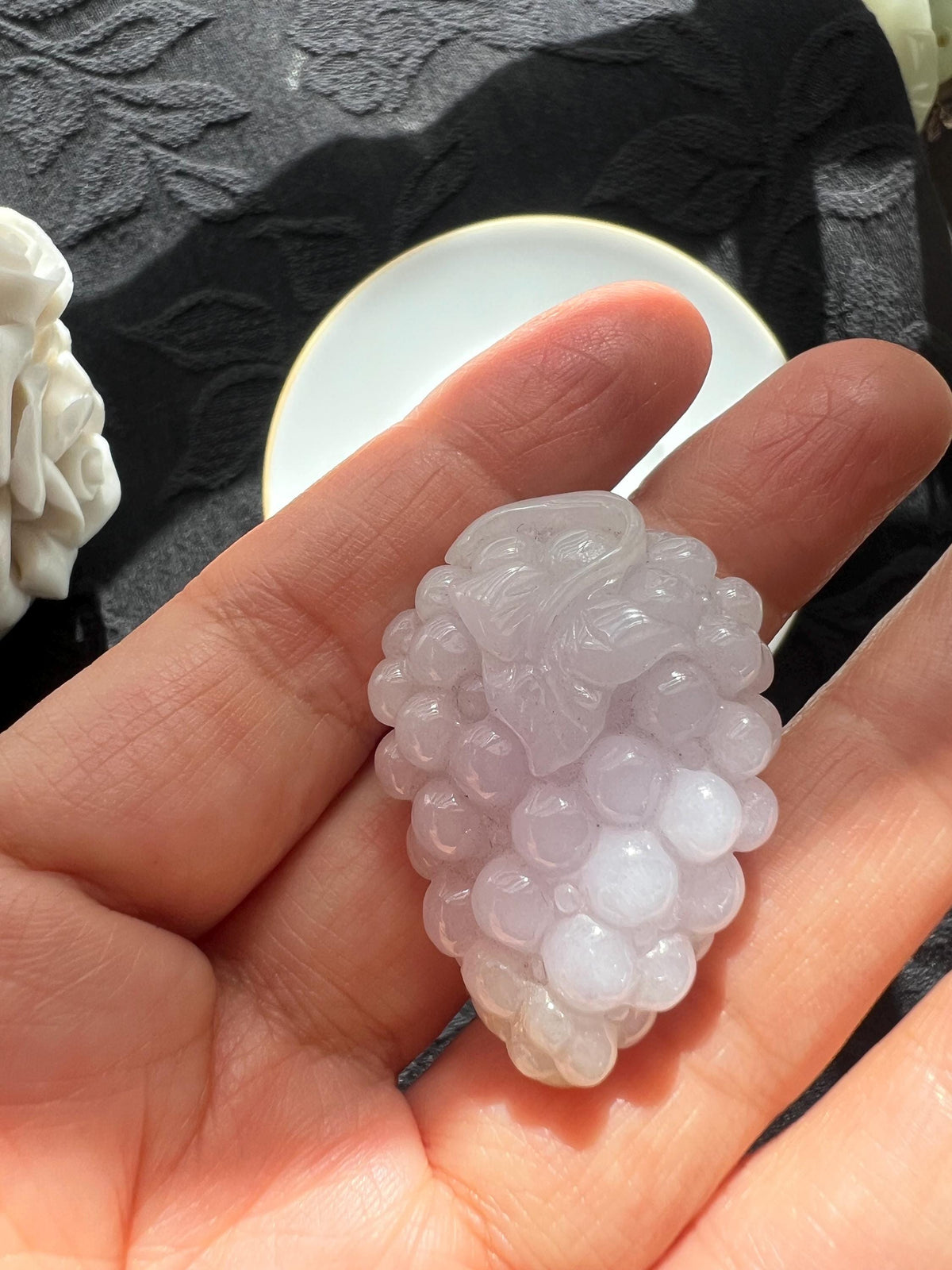 Lavender Jadeite Grape Pendant