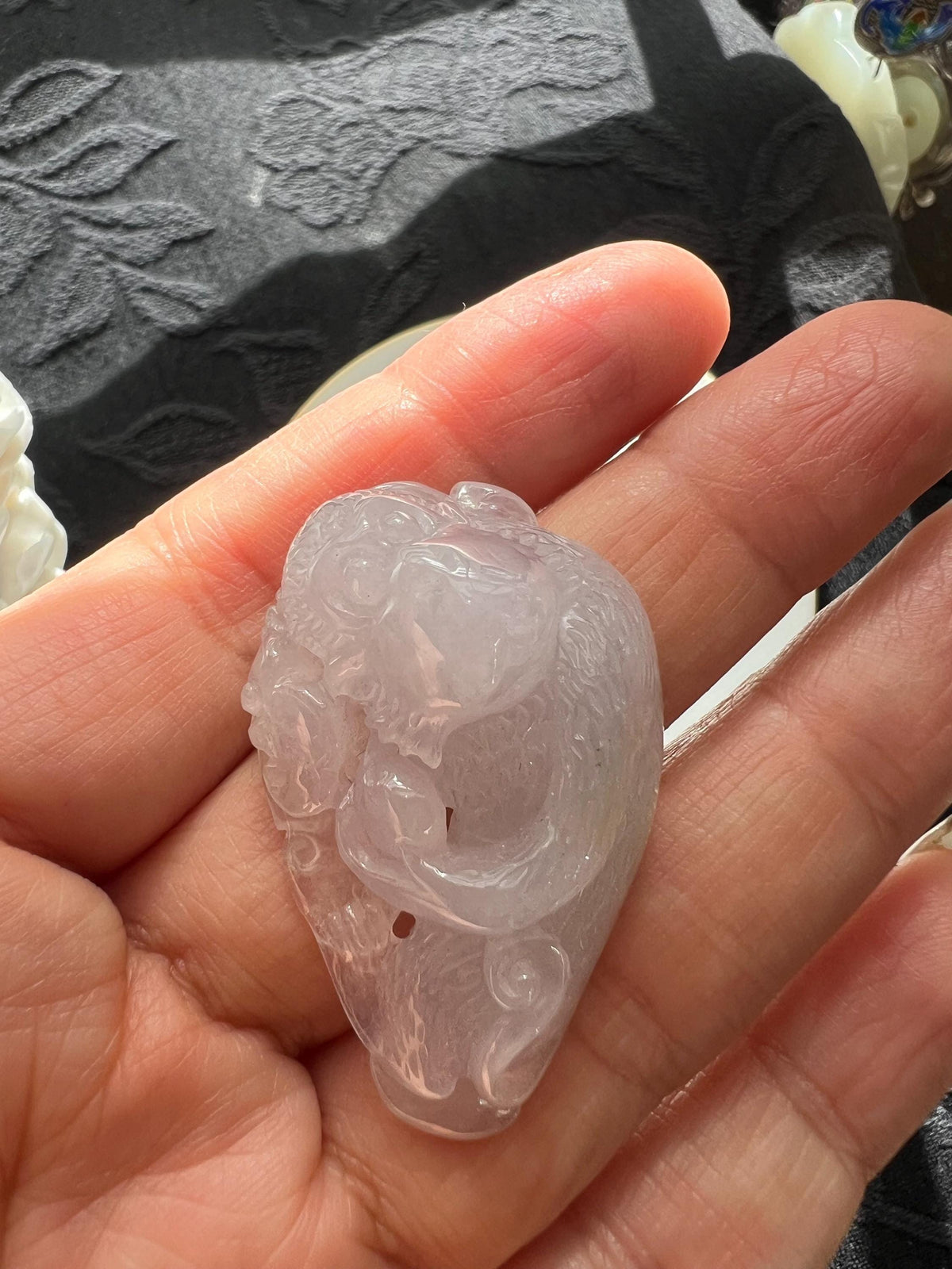 Lavender Jadeite Monkey Pendant
